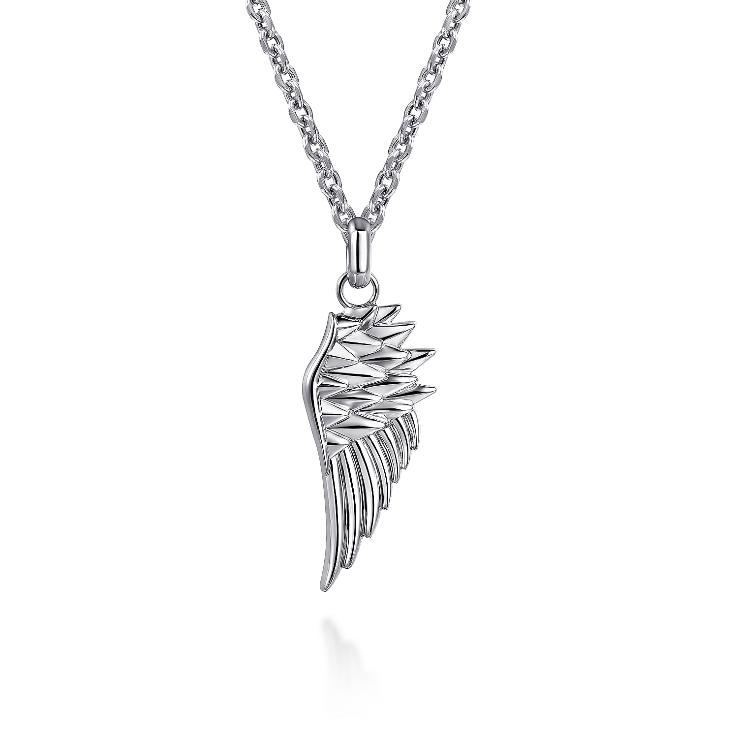 22 Inch 925 Sterling Silver Wing Solid Mens Link Chain Necklace