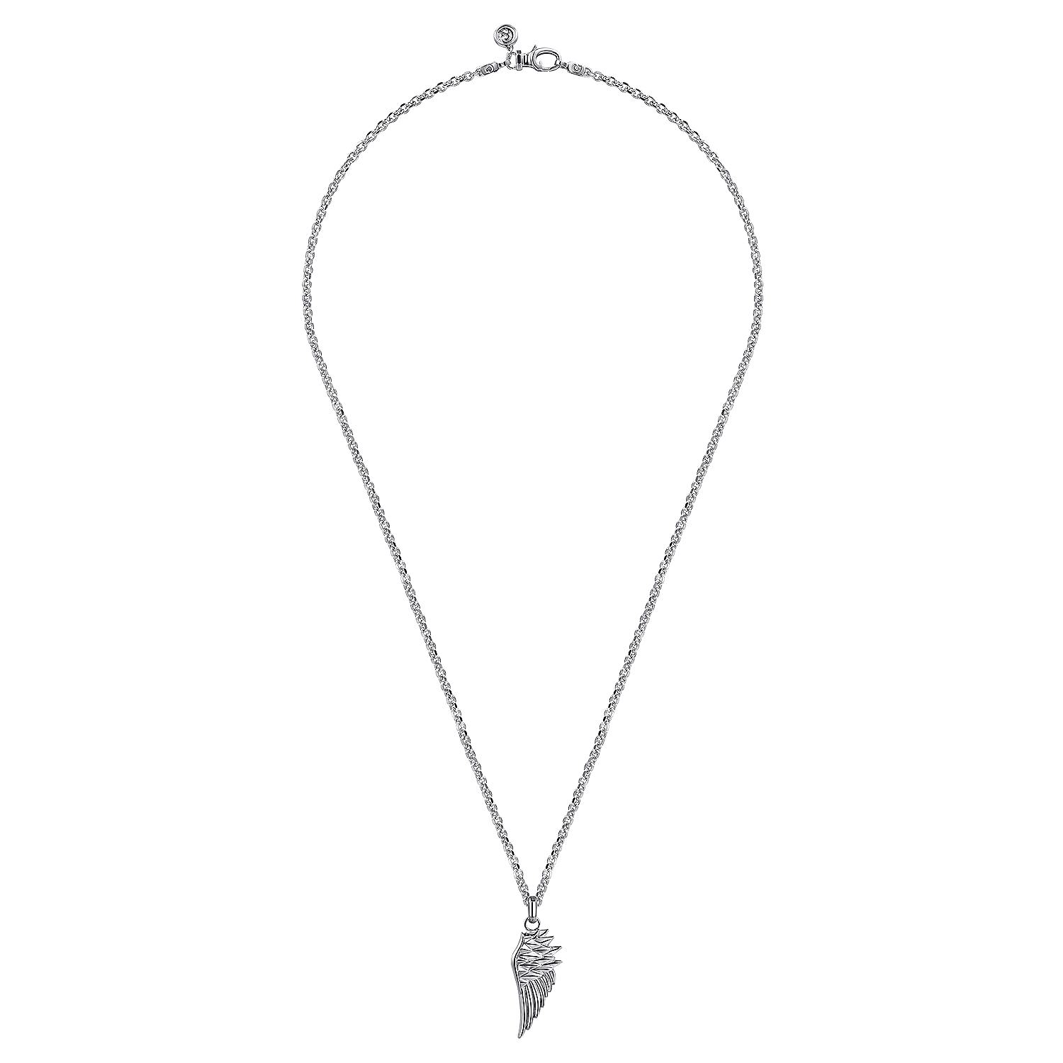 22 Inch 925 Sterling Silver Wing Solid Mens Link Chain Necklace
