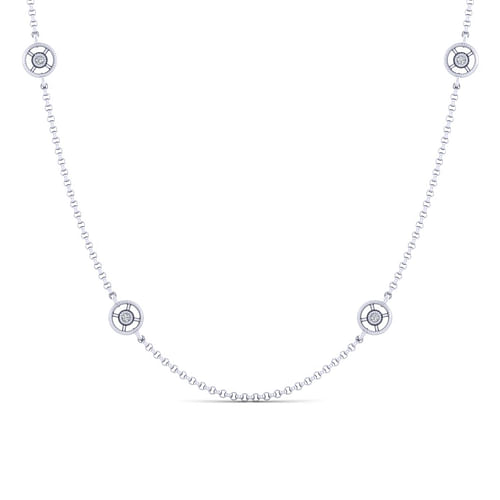 24 Inch 14K White Gold Diamond Station DBY Necklace