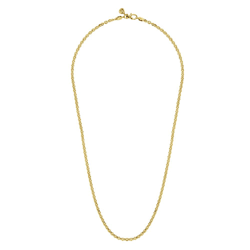 24 Inch 14K Yellow Gold Hollow Men's Link Chain Necklace