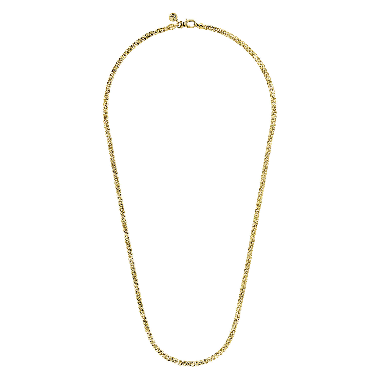 24 Inch 14K Yellow Gold Hollow Men's Wheat Chain Necklace