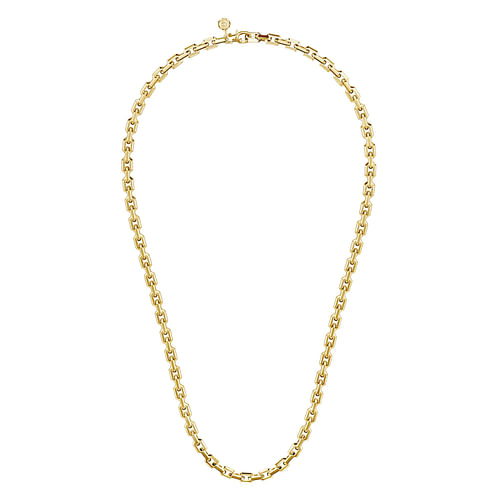 24 Inch 14K Yellow Gold Solid Faceted Men's Link Chain Necklace