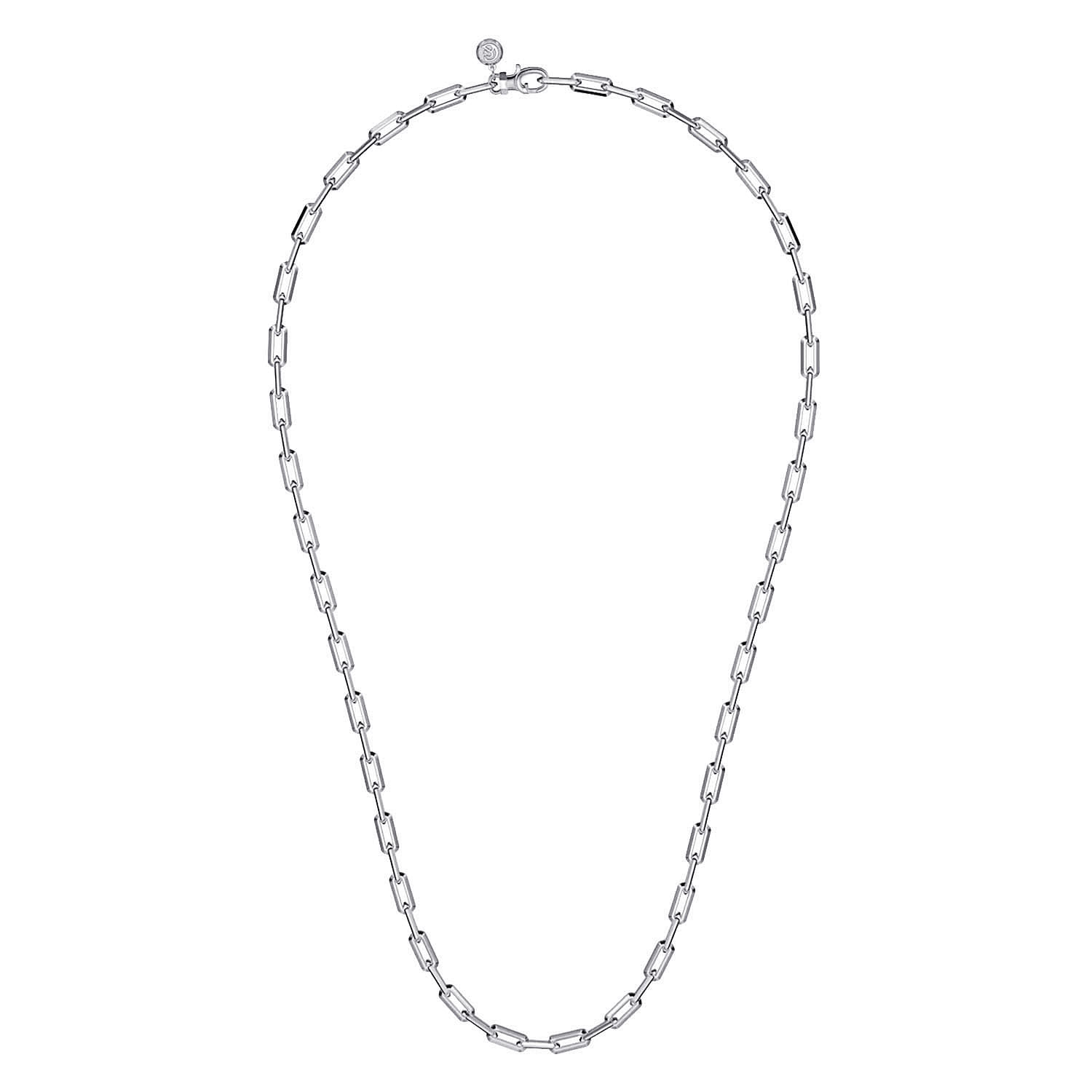 24 Inch 925 Sterling Silver Solid Faceted Chain Necklace
