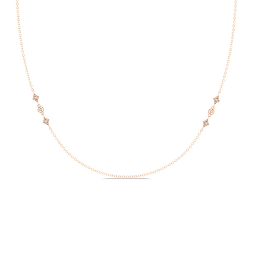 24 inch 14K Rose Gold Diamond Station DBY Necklace