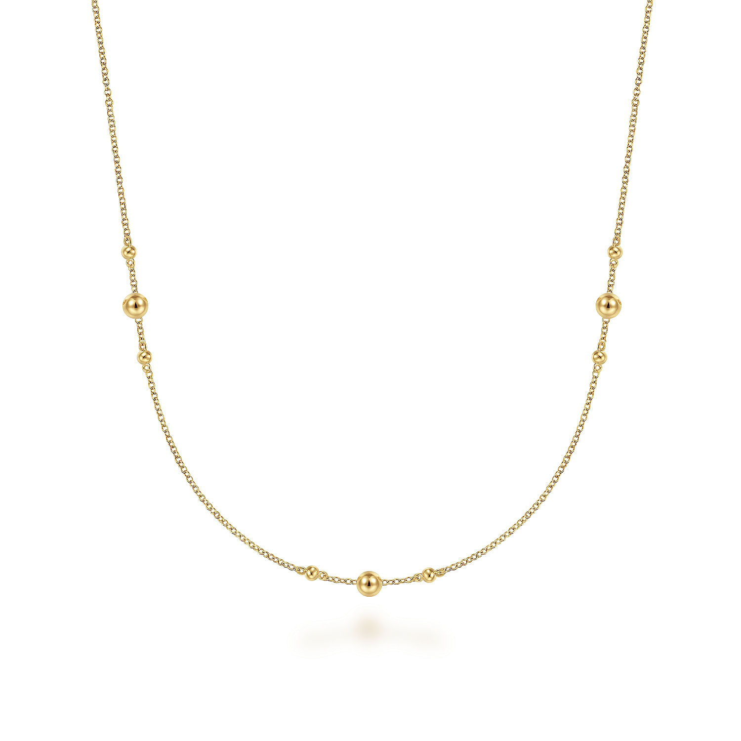 24 inch 14K Yellow Gold Bujukan Bead Station Necklace