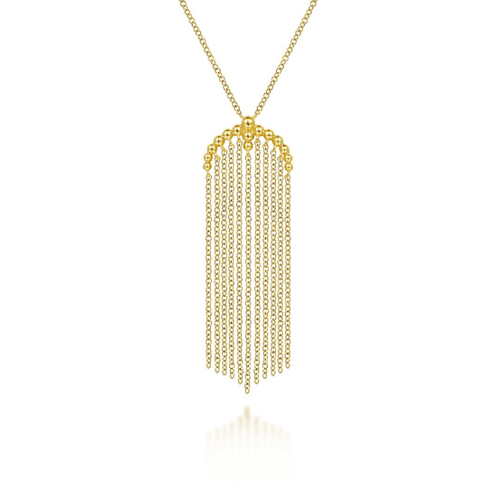 Gabriel - 24 inch 14K Yellow Gold Bujukan Tassel Pendant Necklace