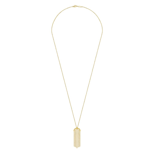 24 inch 14K Yellow Gold Bujukan Tassel Pendant Necklace