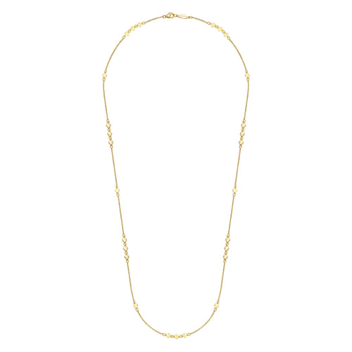 24 inch 14K Yellow Gold Diamond Shaped Disc Station Necklace