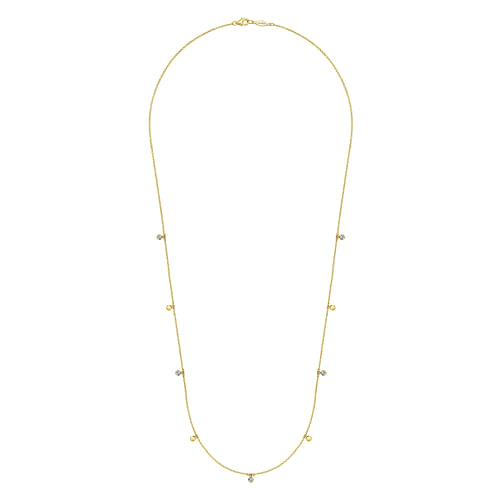 24 inch 14K Yellow Gold Diamond and Disc Station Necklace