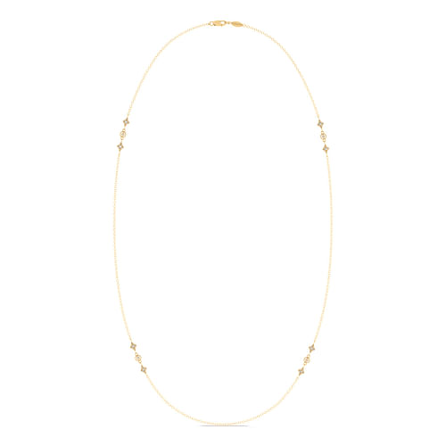 24 inch 14K Yellow Gold Geometric Shapes Diamond Station Necklace