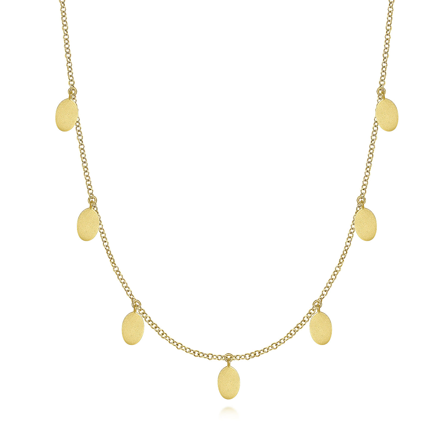 24 inch 14K Yellow Gold Necklace with Oval Shape Drops