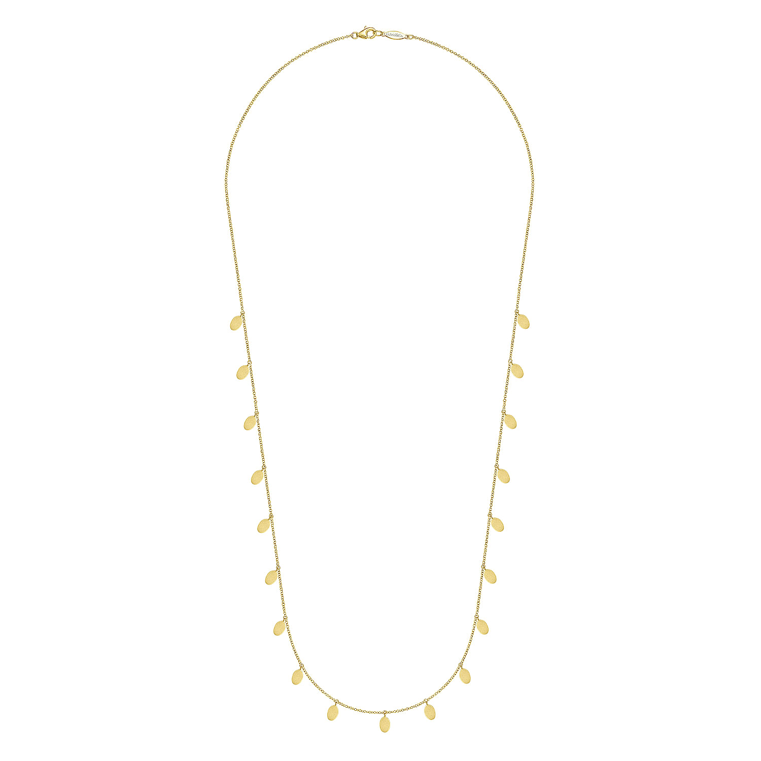 24 inch 14K Yellow Gold Necklace with Oval Shape Drops