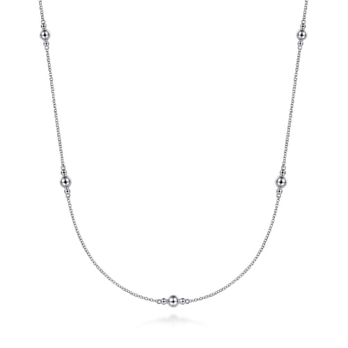 24 inch 925 Sterling Silver Beaded Necklace