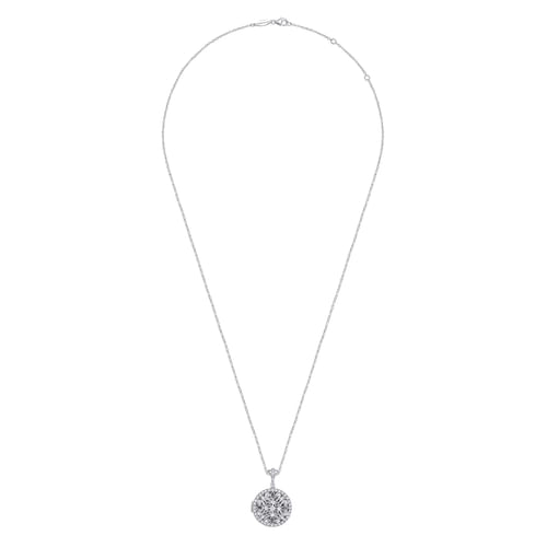24 inch Vintage Inspired 14K White Gold Filigree Diamond Locket Necklace