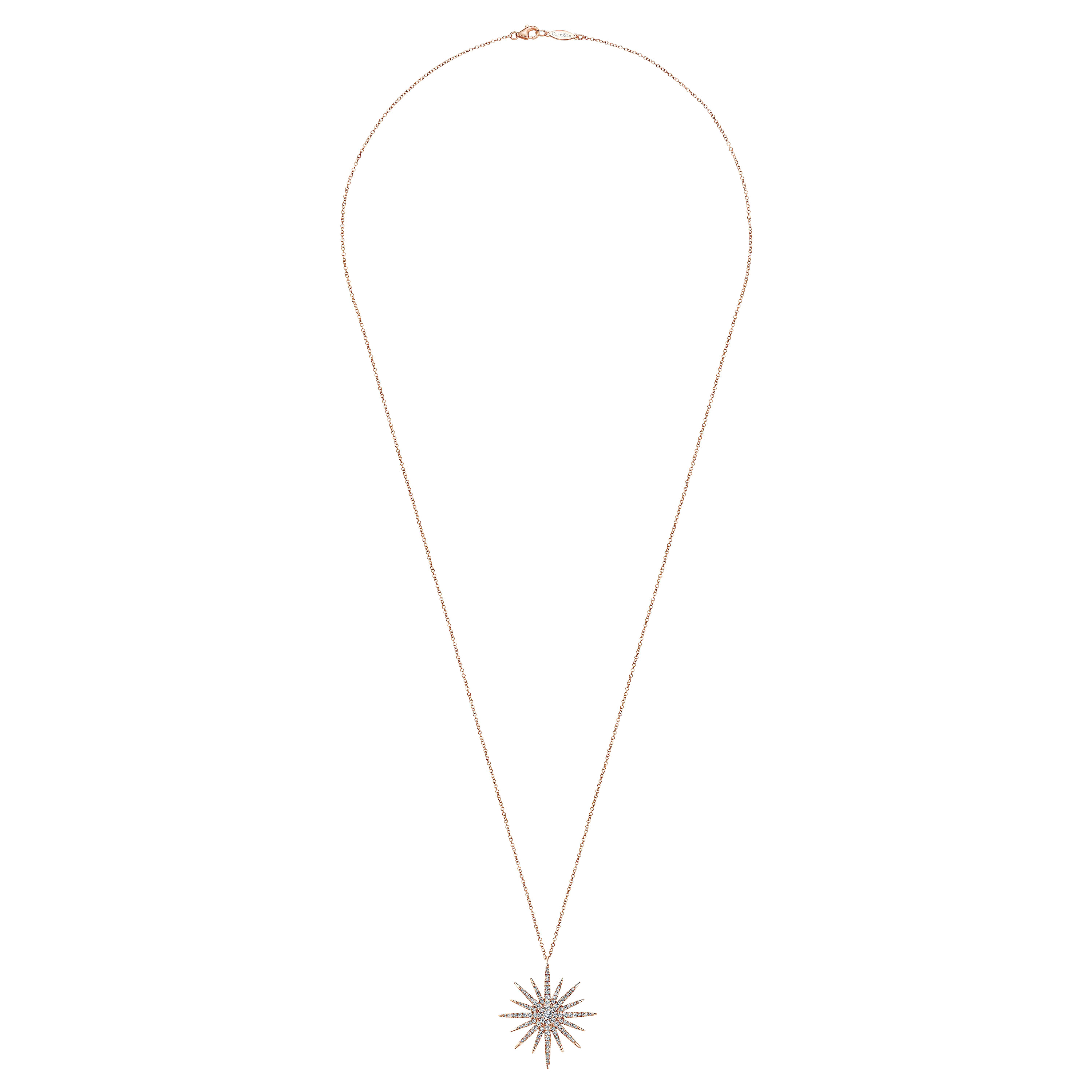 25 inch 14K Rose Gold Diamond Starburst Necklace