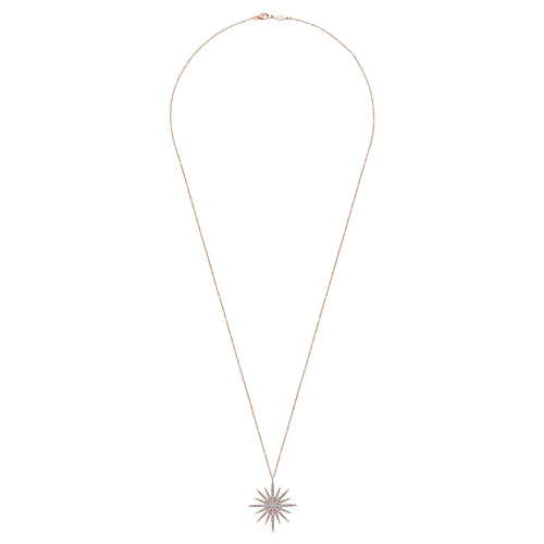 25 inch 14K Rose Gold Diamond Starburst Necklace