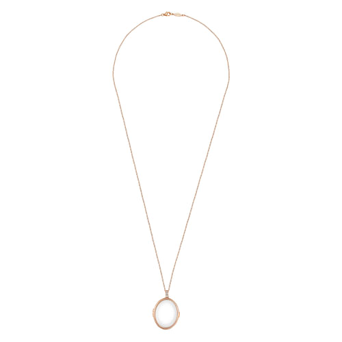 25 inch 14K Rose Gold Oval Glass Front Locket Necklace