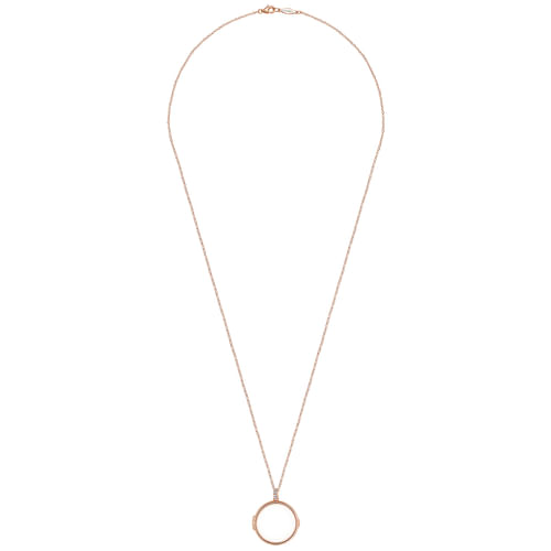 25 inch 14K Rose Gold Round Glass Front Locket Necklace