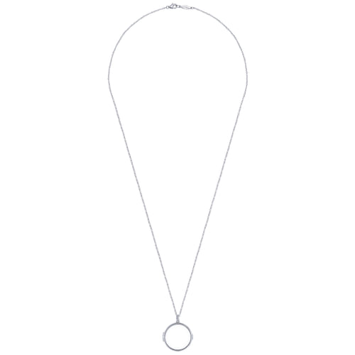 25 inch 14K White Gold Round Glass Front Locket Necklace