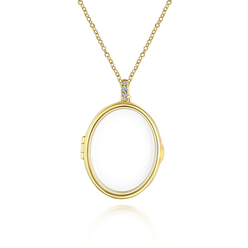 25 inch 14K Yellow Gold Oval Glass Front Locket Necklace