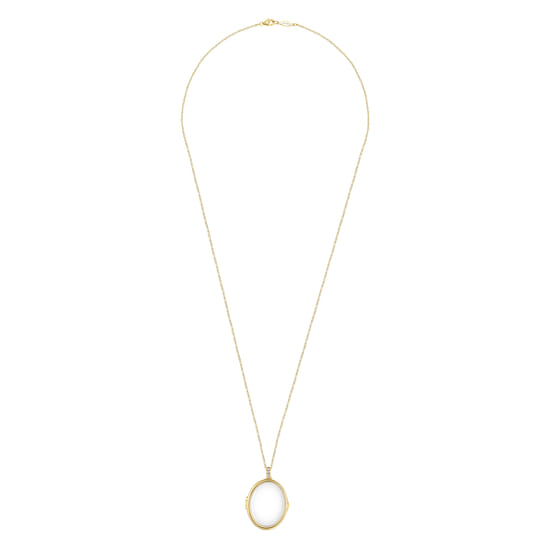 25 inch 14K Yellow Gold Oval Glass Front Locket Necklace angle 4