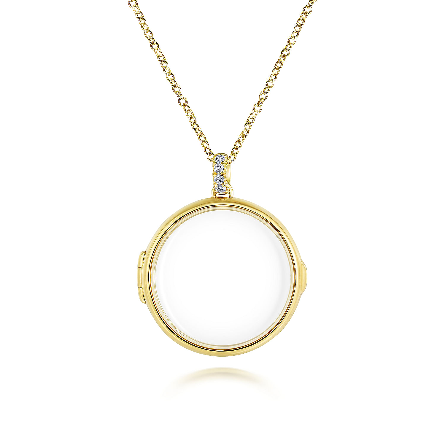 Gabriel - 25 inch 14K Yellow Gold Round Glass Front Locket Necklace
