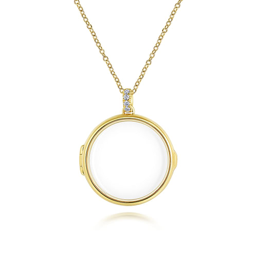 25 inch 14K Yellow Gold Round Glass Front Locket Necklace