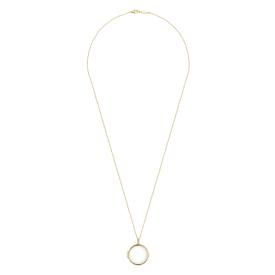 25 inch 14K Yellow Gold Round Glass Front Locket Necklace angle 4