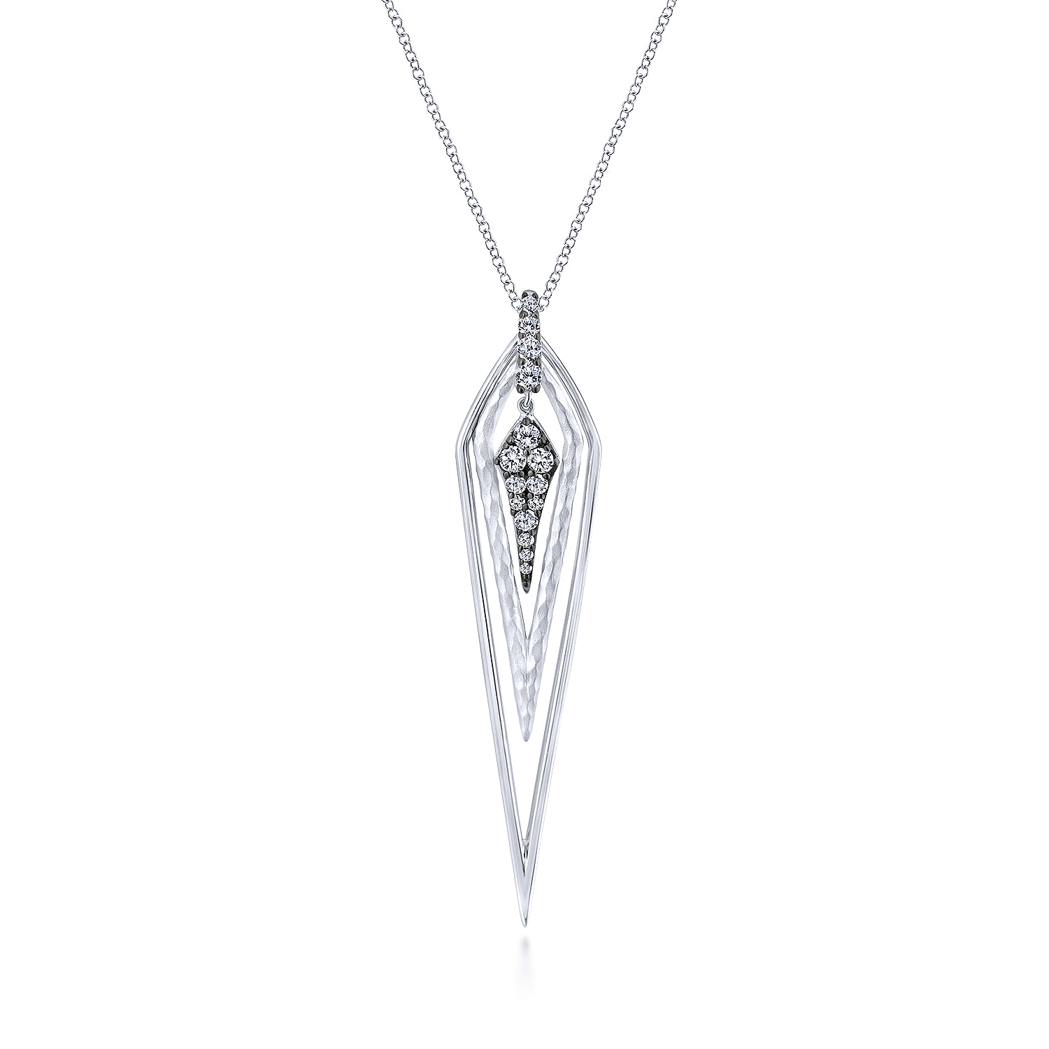 25 inch 925 Sterling Silver White Sapphire Layered Kite Necklace