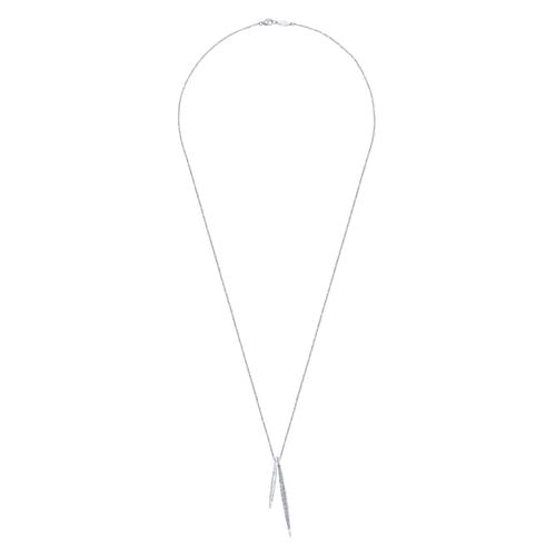 25 inch Hammered 925 Sterling Silver White Sapphire Double Spike Necklace