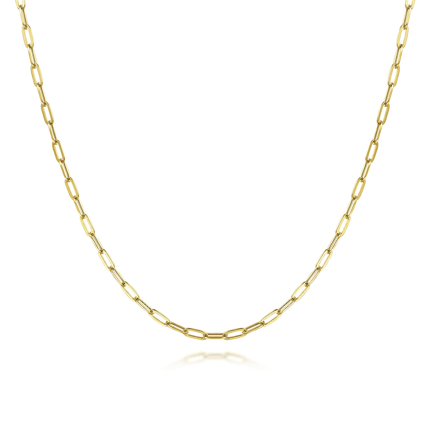 26 inch 14K Yellow Gold Hollow Paper Clip Necklace