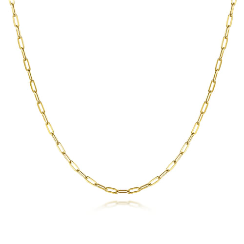 26 inch 14K Yellow Gold Hollow Paper Clip Necklace