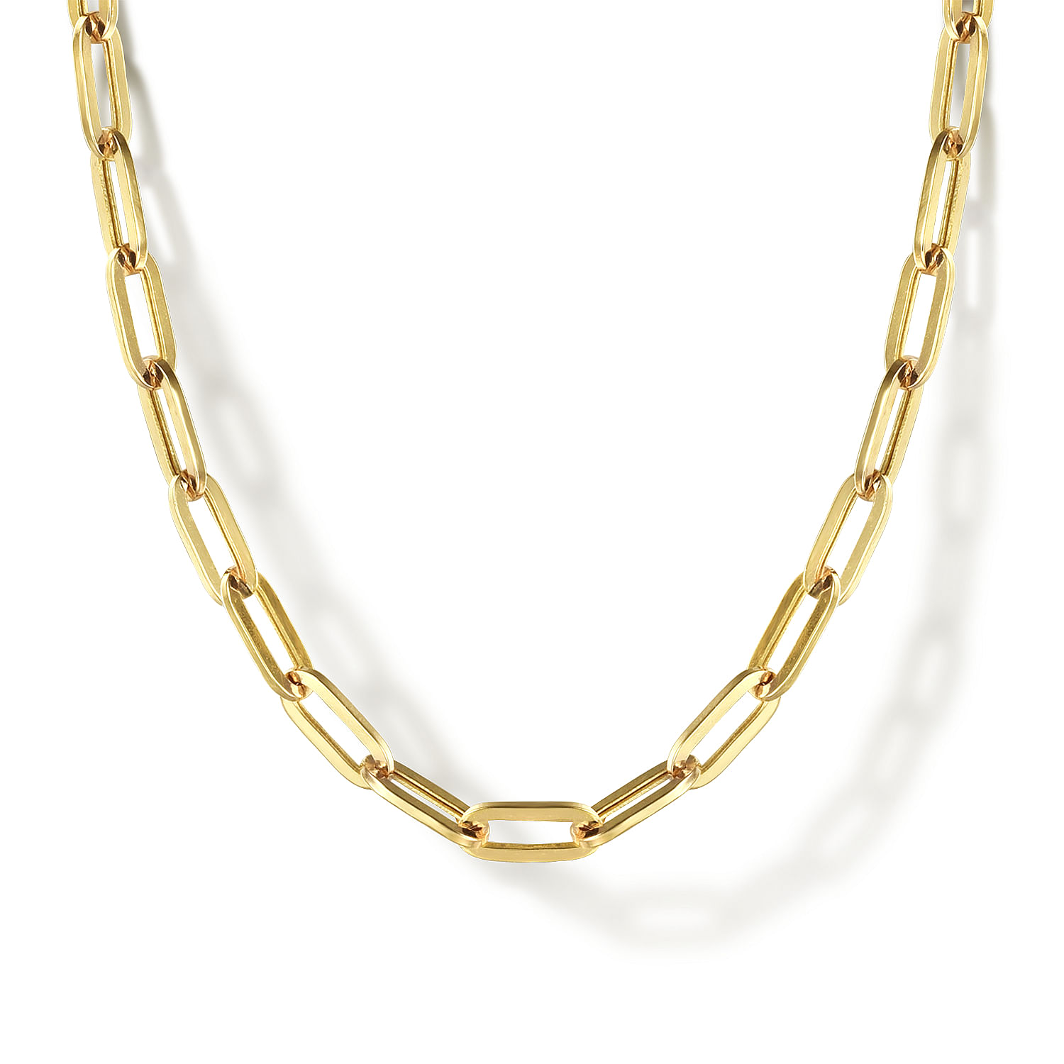 Gabriel - 26 inch 14K Yellow Gold Hollow Paper Clip Necklace