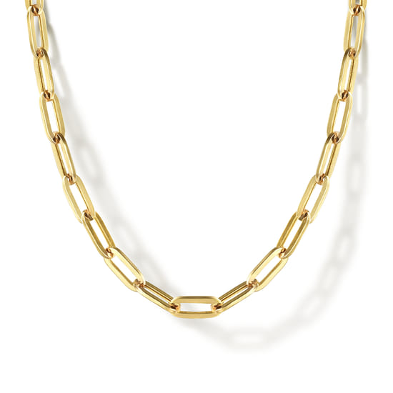Gabriel - 26 inch 14K Yellow Gold Hollow Paper Clip Necklace