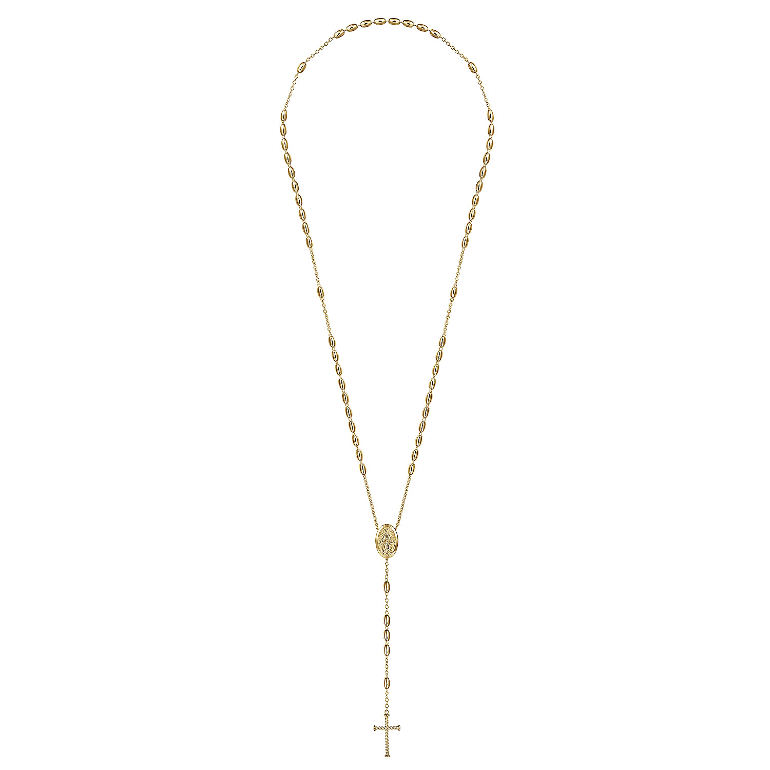 27 Inch 14K Yellow Gold Men's Rosary Solid Men's Chain Necklace