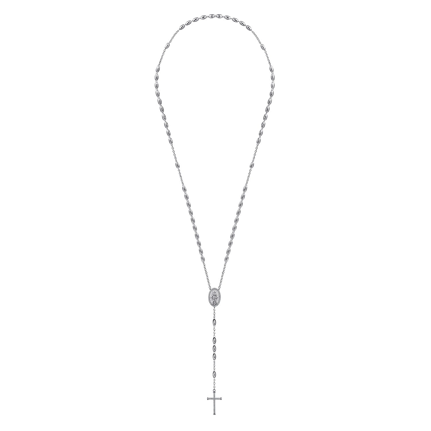 27 Inch 925 Sterling Silver Men's Rosary Diamond Solid Men's Chain Necklace
