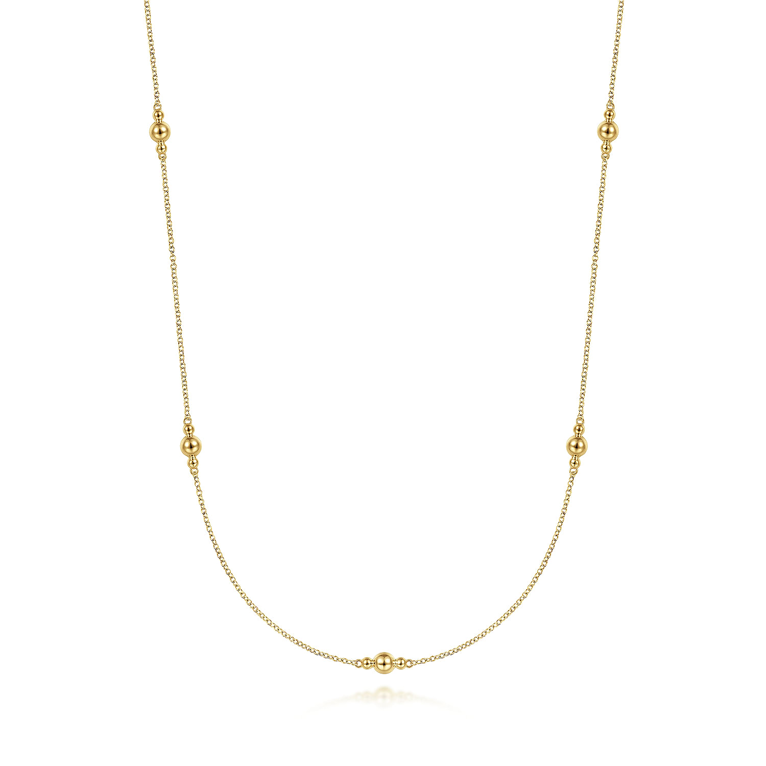 28 inch 14K Yellow Gold Bujukan Bead Station Necklace