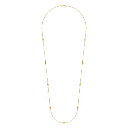 28 inch 14K Yellow Gold Bujukan Bead Station Necklace
