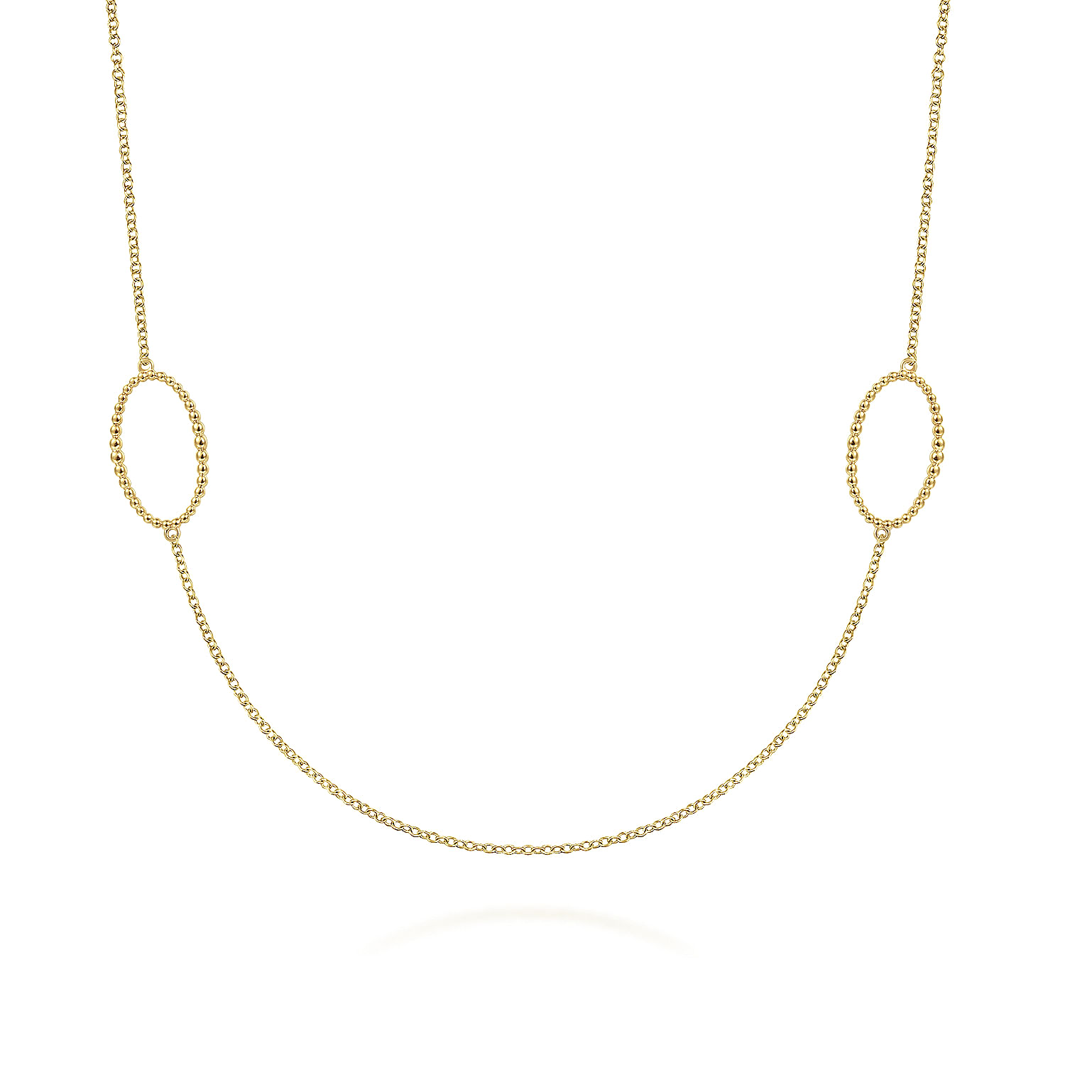 Gabriel - 28 inch 14K Yellow Gold Bujukan Beaded Oval Station Necklace