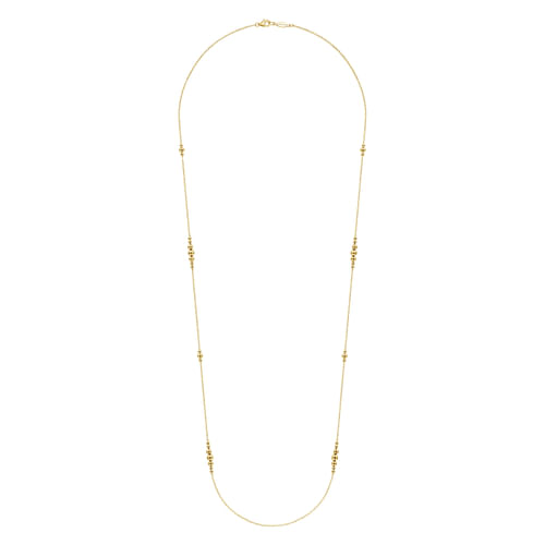 28 inch 14K Yellow Gold Graduating Bujukan Bead Station Necklace