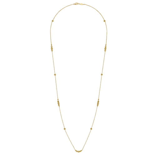 28 inch 14K Yellow Gold Graduating Bujukan Bead Station Necklace
