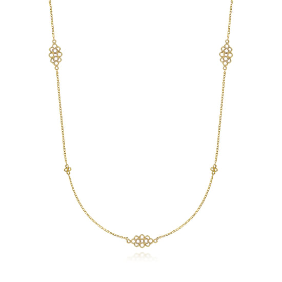 28 inch 14K Yellow Gold Multi Circle Casted Station Necklace 28 inch 14K Yellow Gold Multi Circle Casted Station Necklace