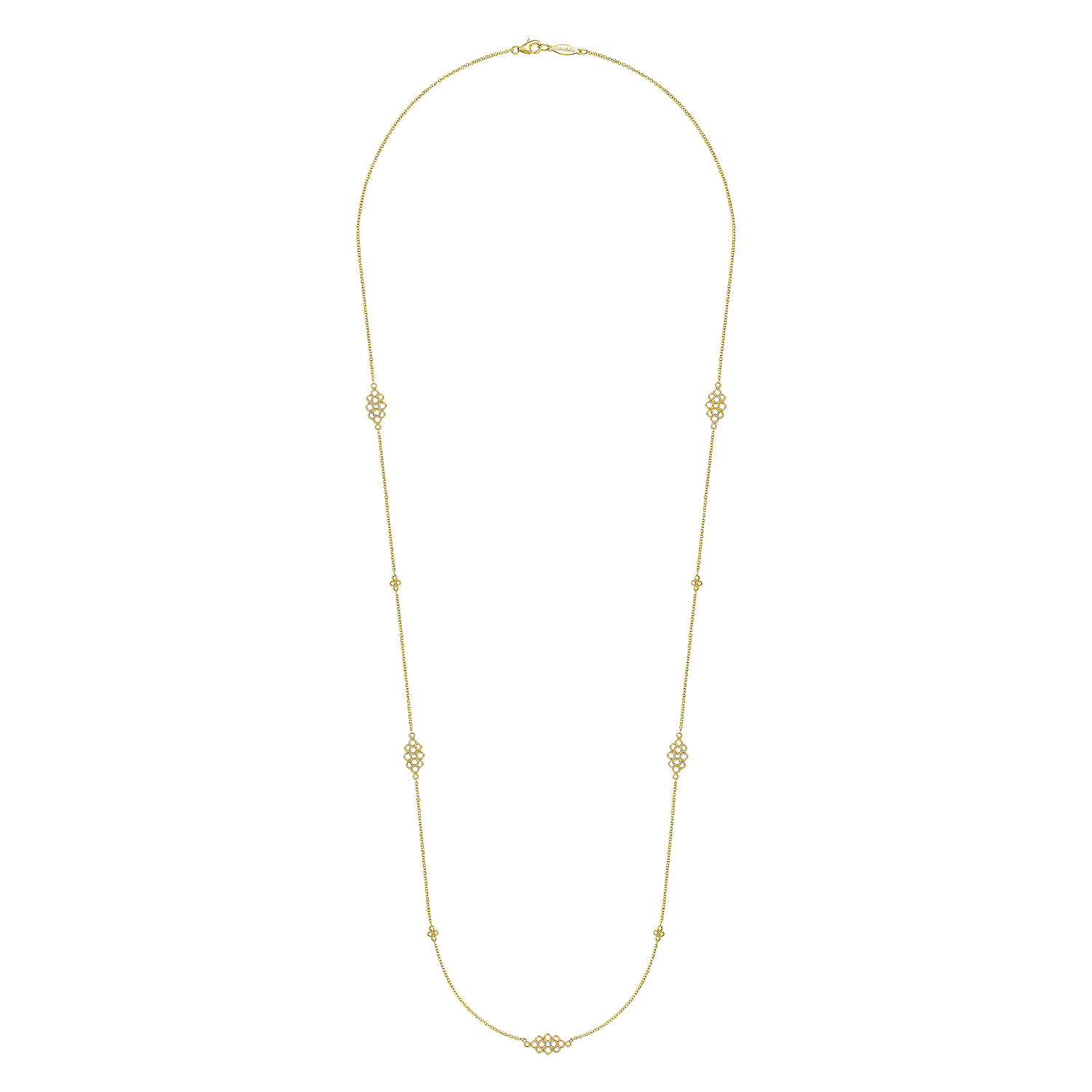 28 inch 14K Yellow Gold Multi Circle Casted Station Necklace