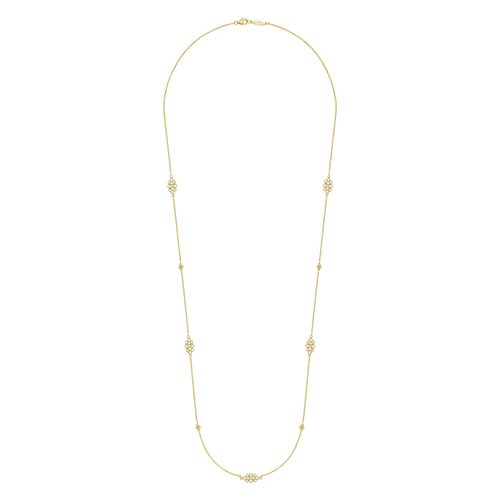 28 inch 14K Yellow Gold Multi Circle Casted Station Necklace
