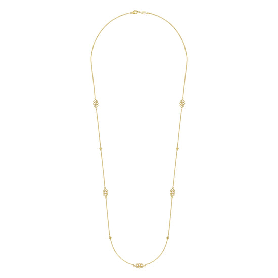 28 inch 14K Yellow Gold Multi Circle Casted Station Necklace angle 2 28 inch 14K Yellow Gold Multi Circle Casted Station Necklace angle 2