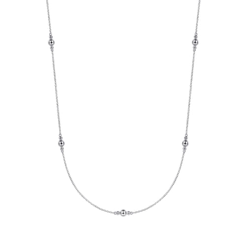 28 inch 925 Sterling Silver Beaded Necklace