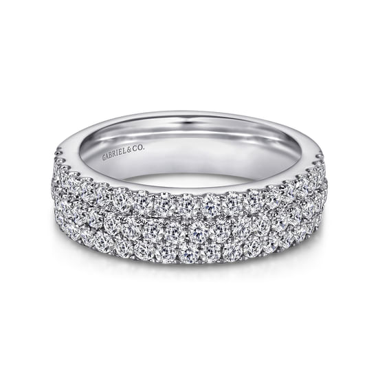 Gabriel - 3 Row 14K White Gold Micro Pavé Diamond Anniversary Band
