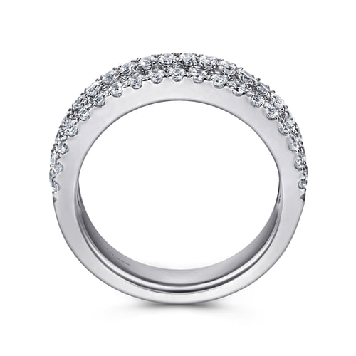 3 Row 14K White Gold Micro Pavé Diamond Anniversary Band