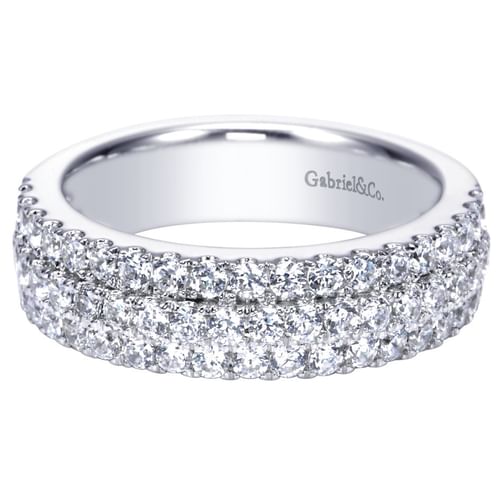 3 Row Platinum Micro Pavé Diamond Anniversary Band