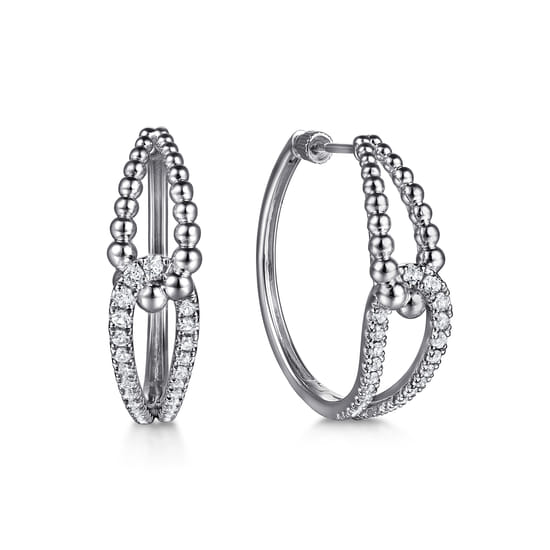Gabriel - 30mm 925 Sterling Silver Bujukan and White Sapphire Interlocking Hoop Earrings